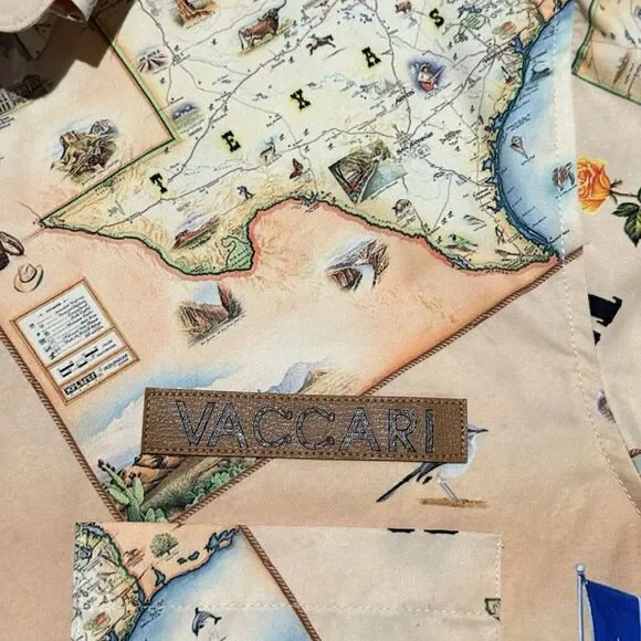 Vaccari Shirt Men Small Western Texas Cowboy Lone Star State All Over Print AOP - Picture 8 of 11